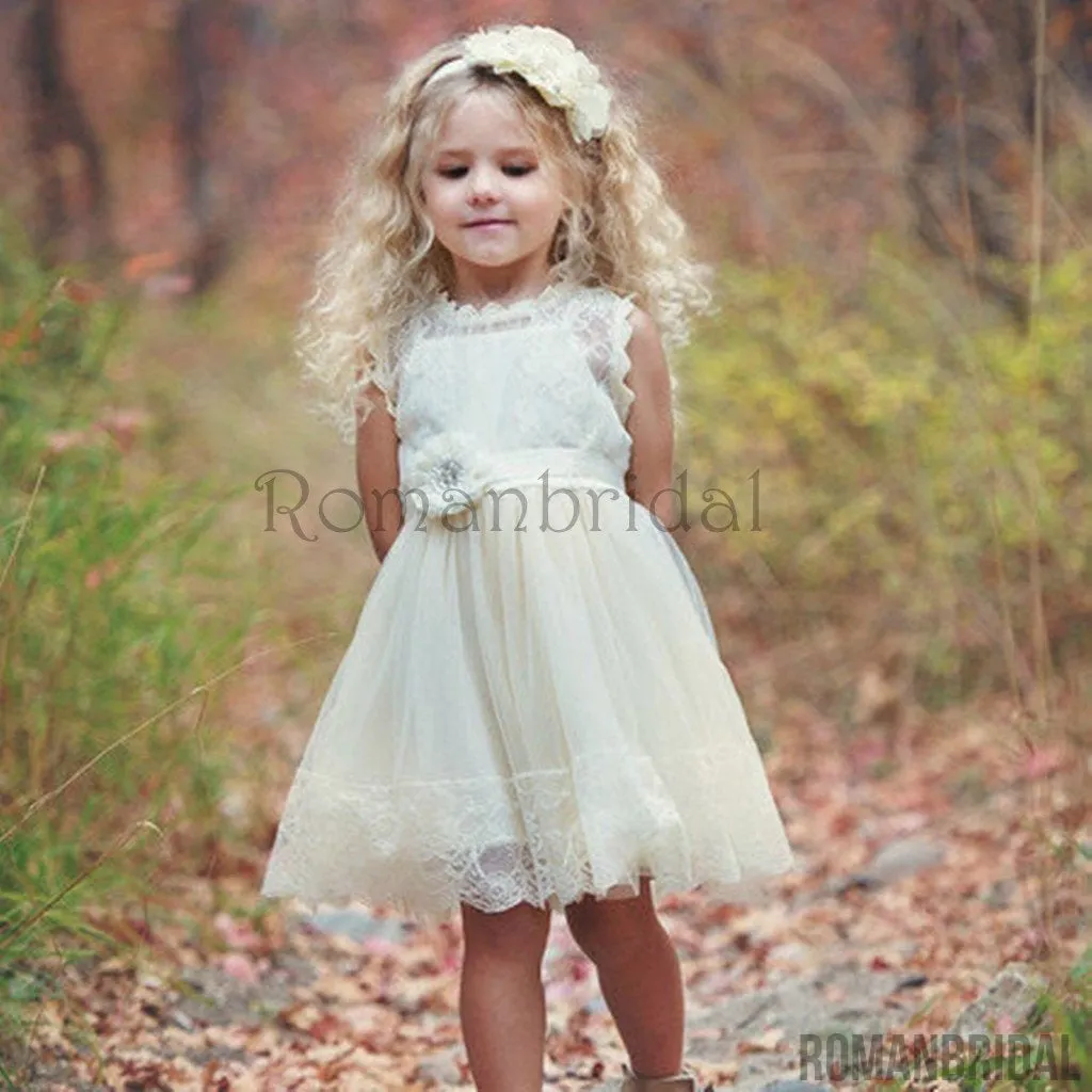 Amazing Flower girl dress, lace flower girl dress, country flower girl dress, rustic flower girl dress, baby dress, ivory lace dress, FG0110