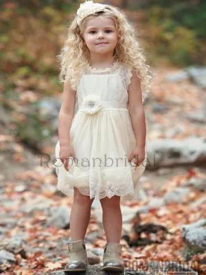 Amazing Flower girl dress, lace flower girl dress, country flower girl dress, rustic flower girl dress, baby dress, ivory lace dress, FG0110