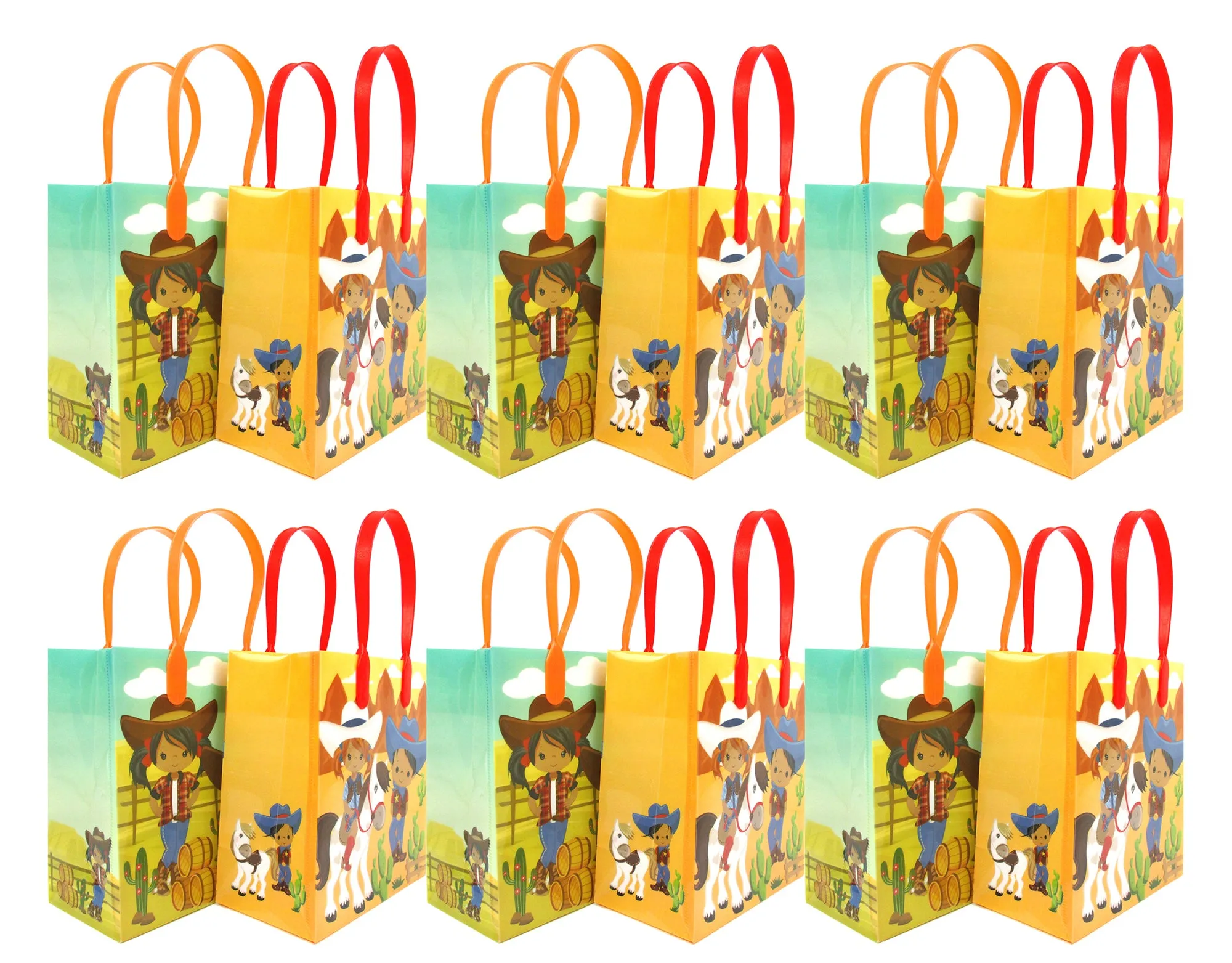 Black Cowboy & Cowgirl Party Favor Treat Bags - Set of 6 or 12