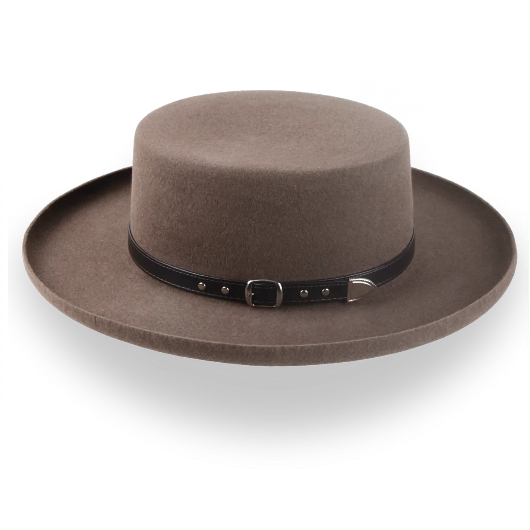 Brown Western Gambler Hat with Rolled Brim | The Ranchero