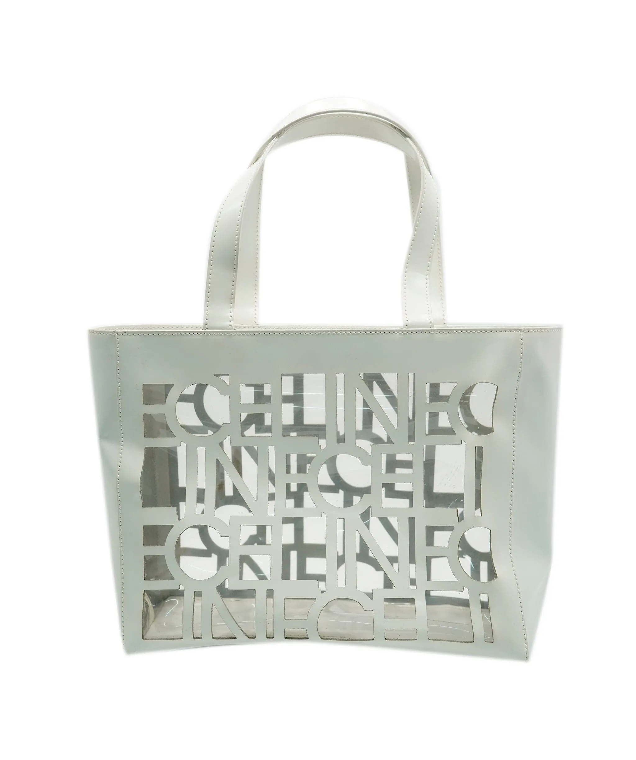 Celine Logo Vinyl Tote White ASL7675