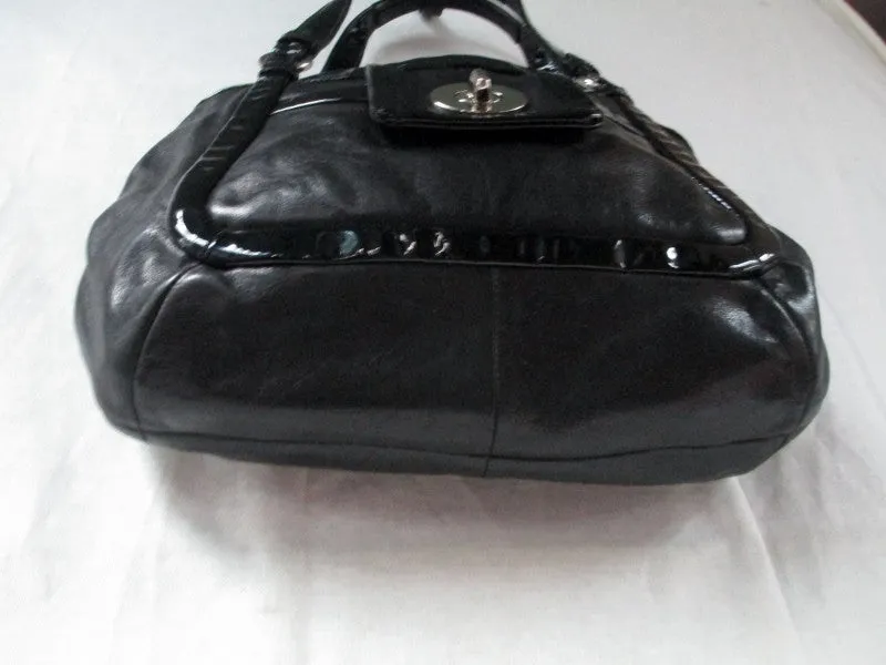 COACH 13601 CRICKET Patent Leather Satchel Purse Shoulder bag Hobo BLACK Carryall