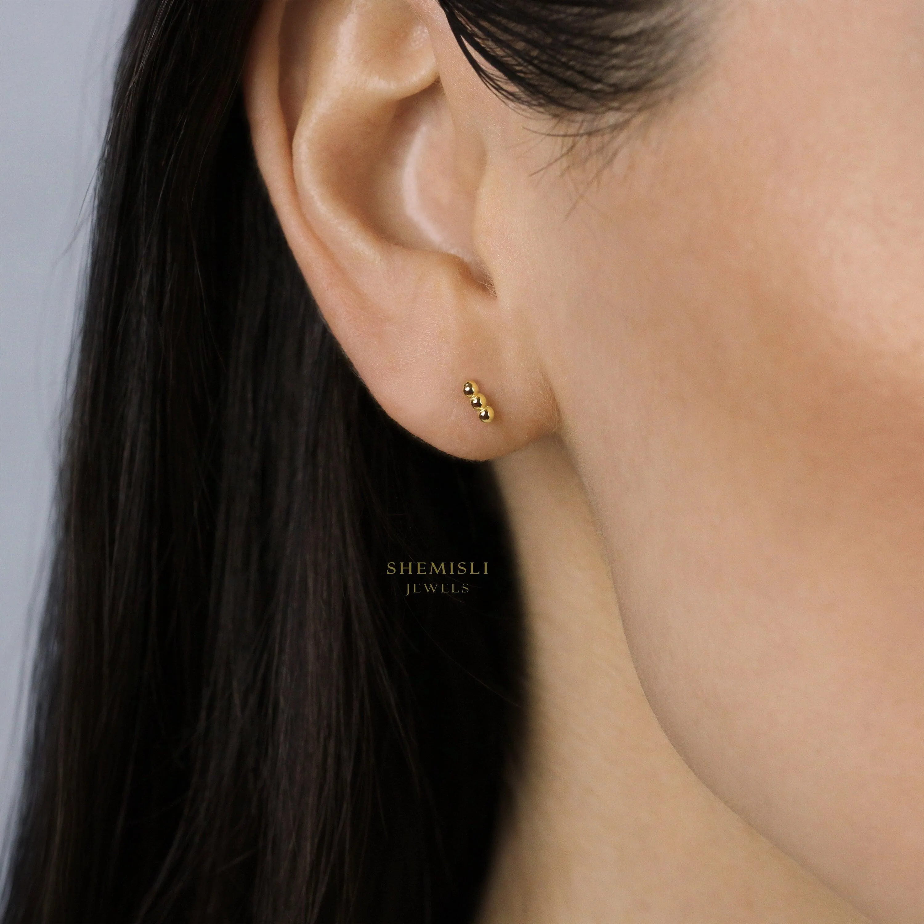 Cute Beads Studs Earrings, Unisex, Gold, Silver SHEMISLI - SS201, SS234, SS235