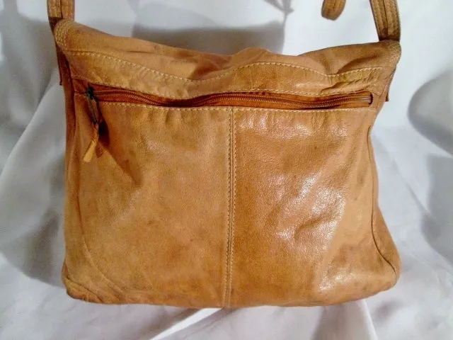 EMILY ANN BOCA RATON Leather Hobo Satchel Flap Crossbody Shoulder Bag BROWN Purse