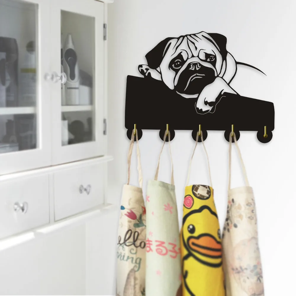 English Bulldog Clothes Hooks Lovely Puppy Dog Animal Silhouette Wall Hanger Towels Hooks Nursery Decor For Bathroom