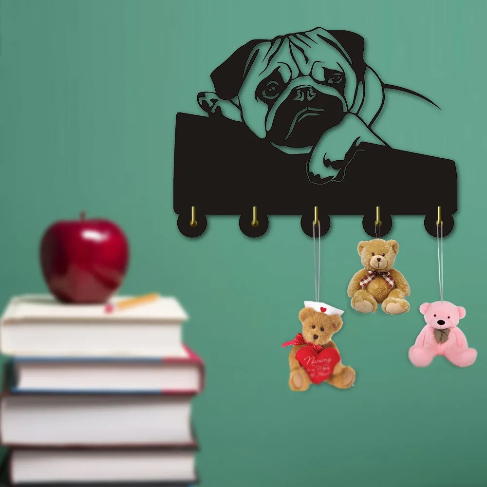 English Bulldog Clothes Hooks Lovely Puppy Dog Animal Silhouette Wall Hanger Towels Hooks Nursery Decor For Bathroom