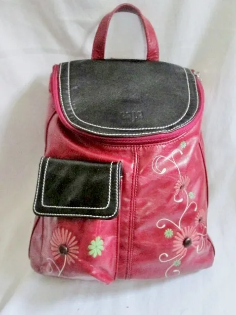 ESPE BACKPACK Shoulder Rucksack Travel Flap BAG RED Vegan FLORAL Sling