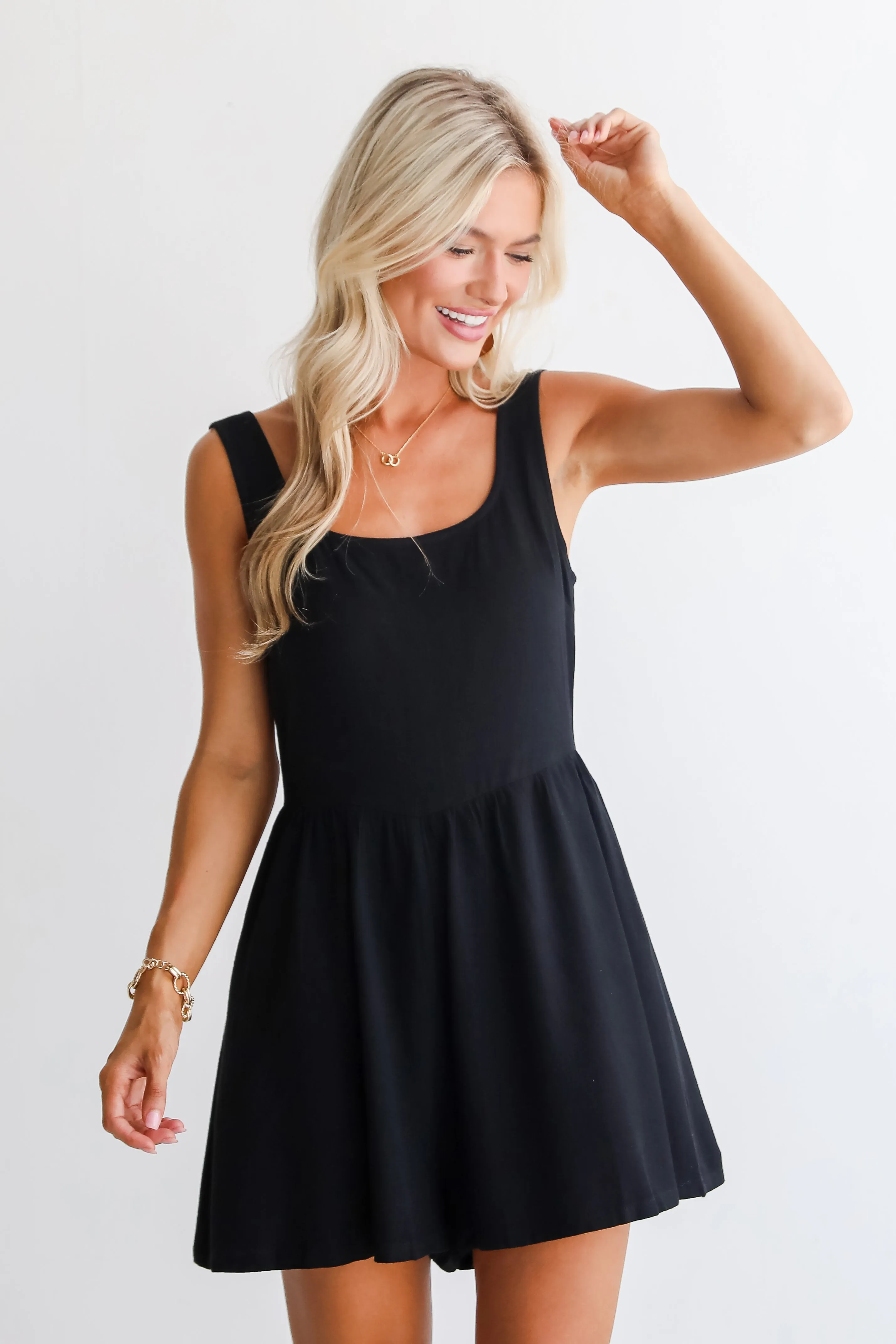 FINAL SALE - Relaxed Personality Black Linen Romper