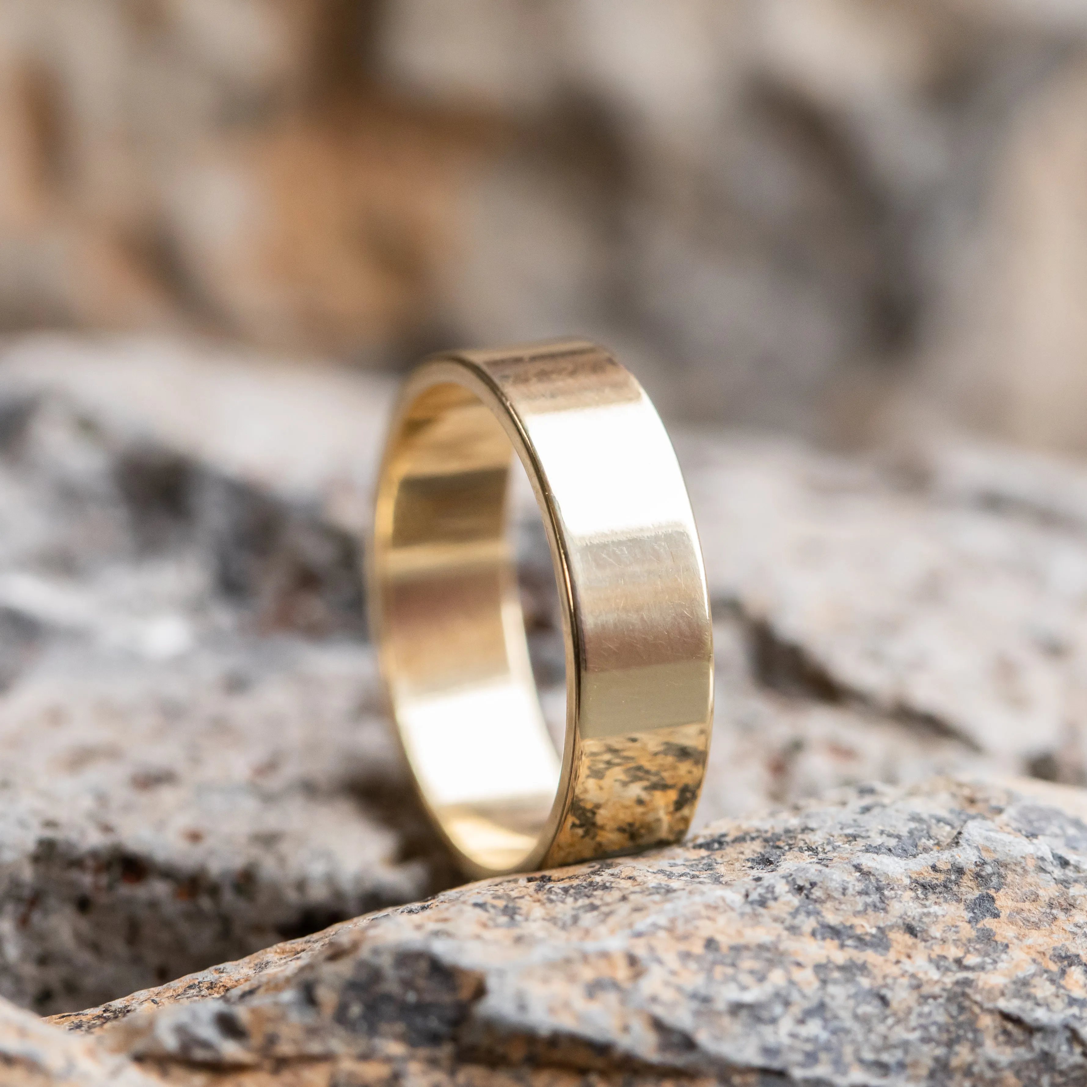 Flat Plain Men's Band 6mm - Wedding Band Recycled Gold