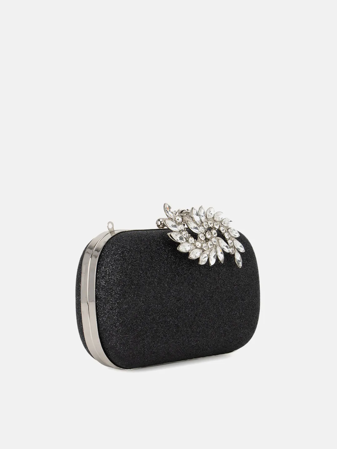 Floral Embellished Buckle Clutch