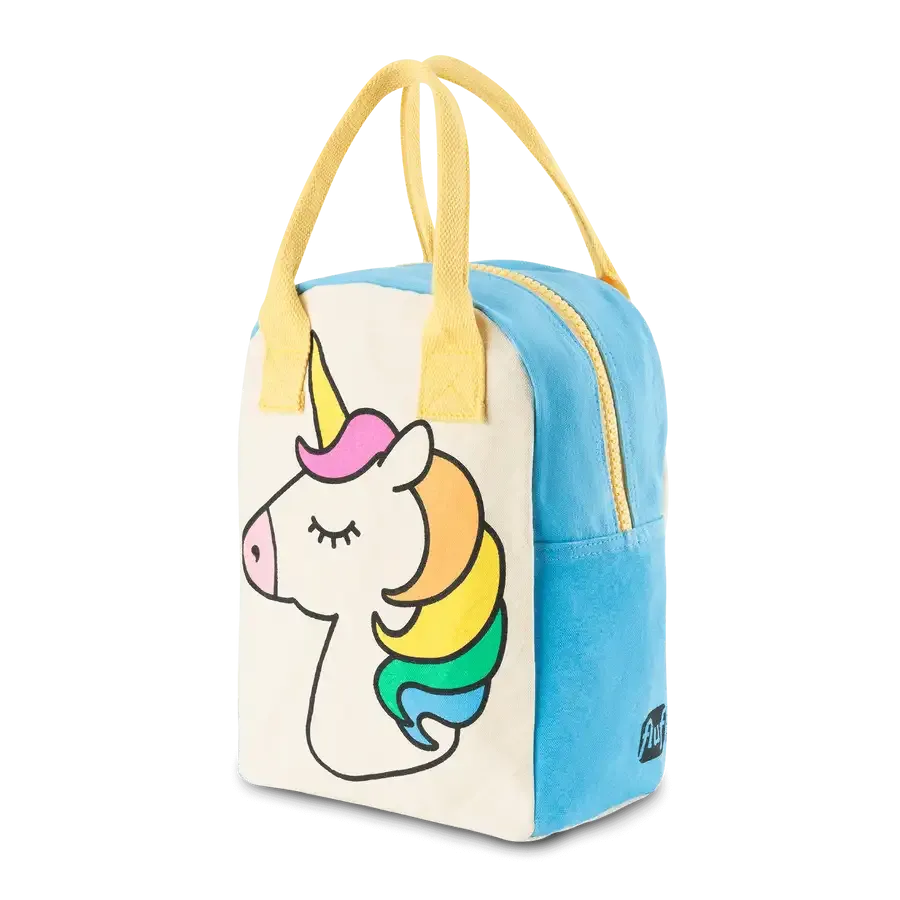 Fluf Zipper Lunch Bag - UNICORN - 100% certified organic cotton