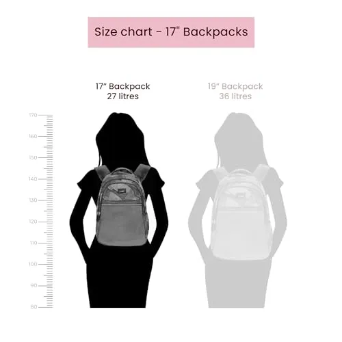 Genie Iridescence School Bag for Girls, 17 inch Backpack for Women, 3 Zips Water Resistant Stylish and Trendy College Backpacks for Girls. 27 litres