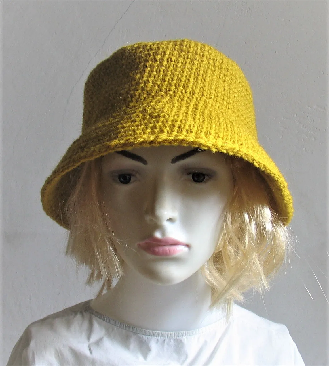 Handmade Crochet Warm hat with brim crochet fall autumn winter bucket bell hat rolled brim hat Women winter hat Ladies hat