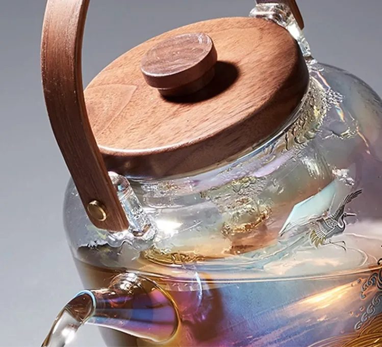 Japanese Glass Tea Pot With Gold Detail