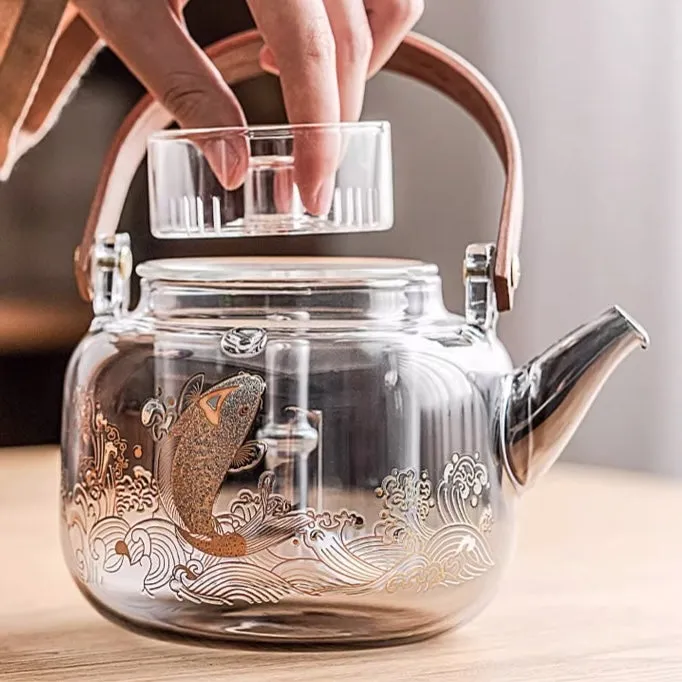 Japanese Glass Tea Pot With Gold Detail