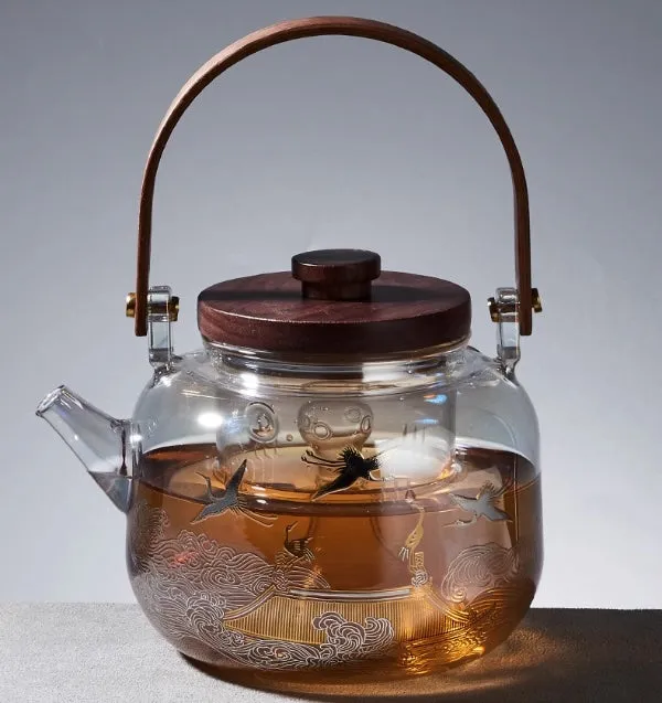 Japanese Glass Tea Pot With Gold Detail