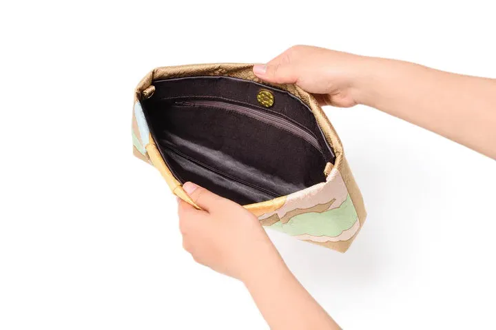 Kyo-Yuzen Clutch Bag - Black(monotone), Made in Kyoto, Japan