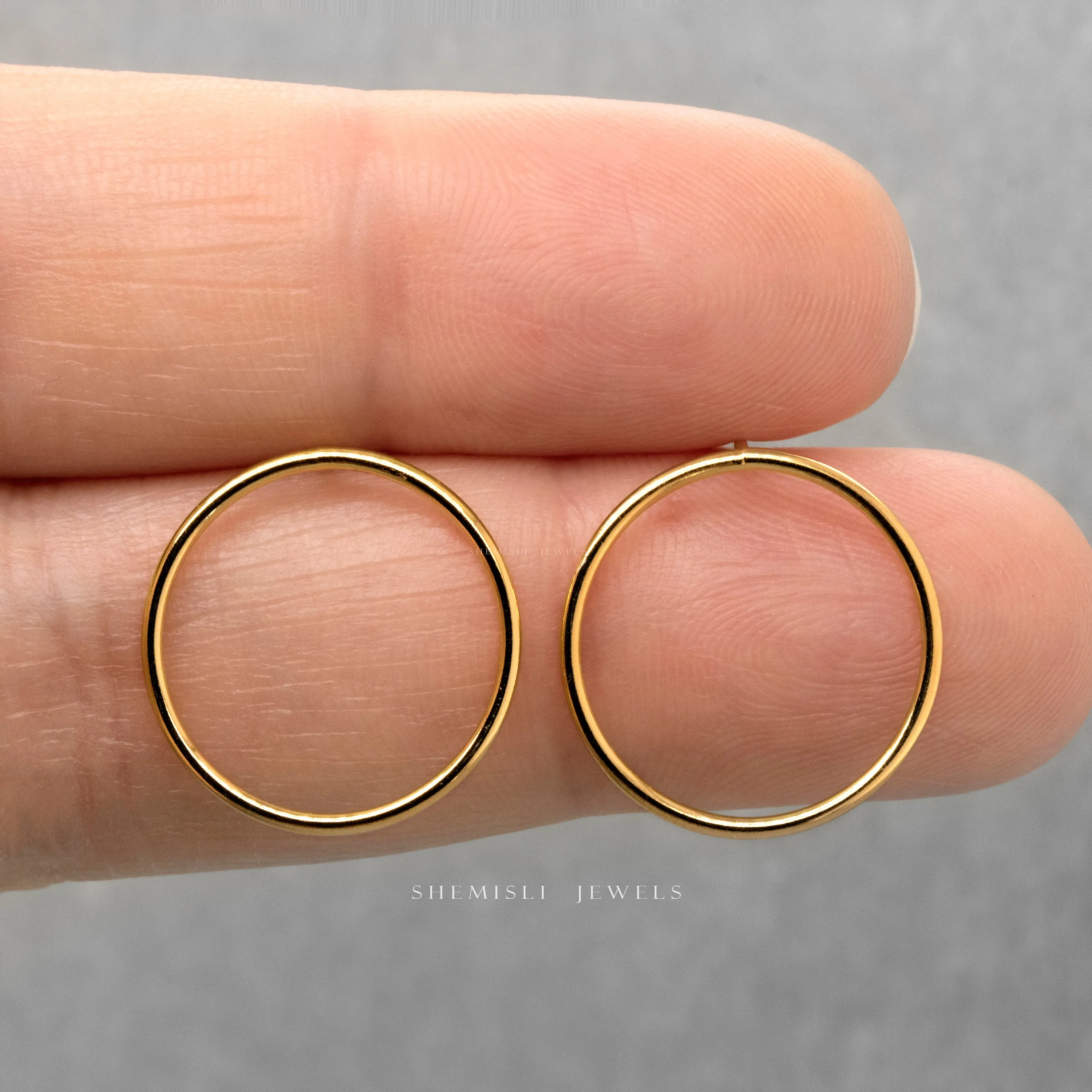 Large Open Circle Studs Earrings, Unisex, Gold, Silver SHEMISLI - SS237