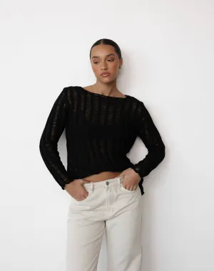 Marlene Long Sleeve Top (Black)