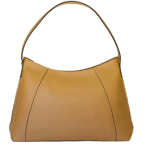 Minerva Tan Leather Hobo Bag