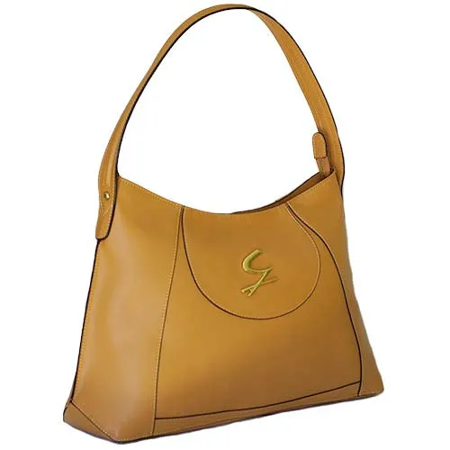 Minerva Tan Leather Hobo Bag