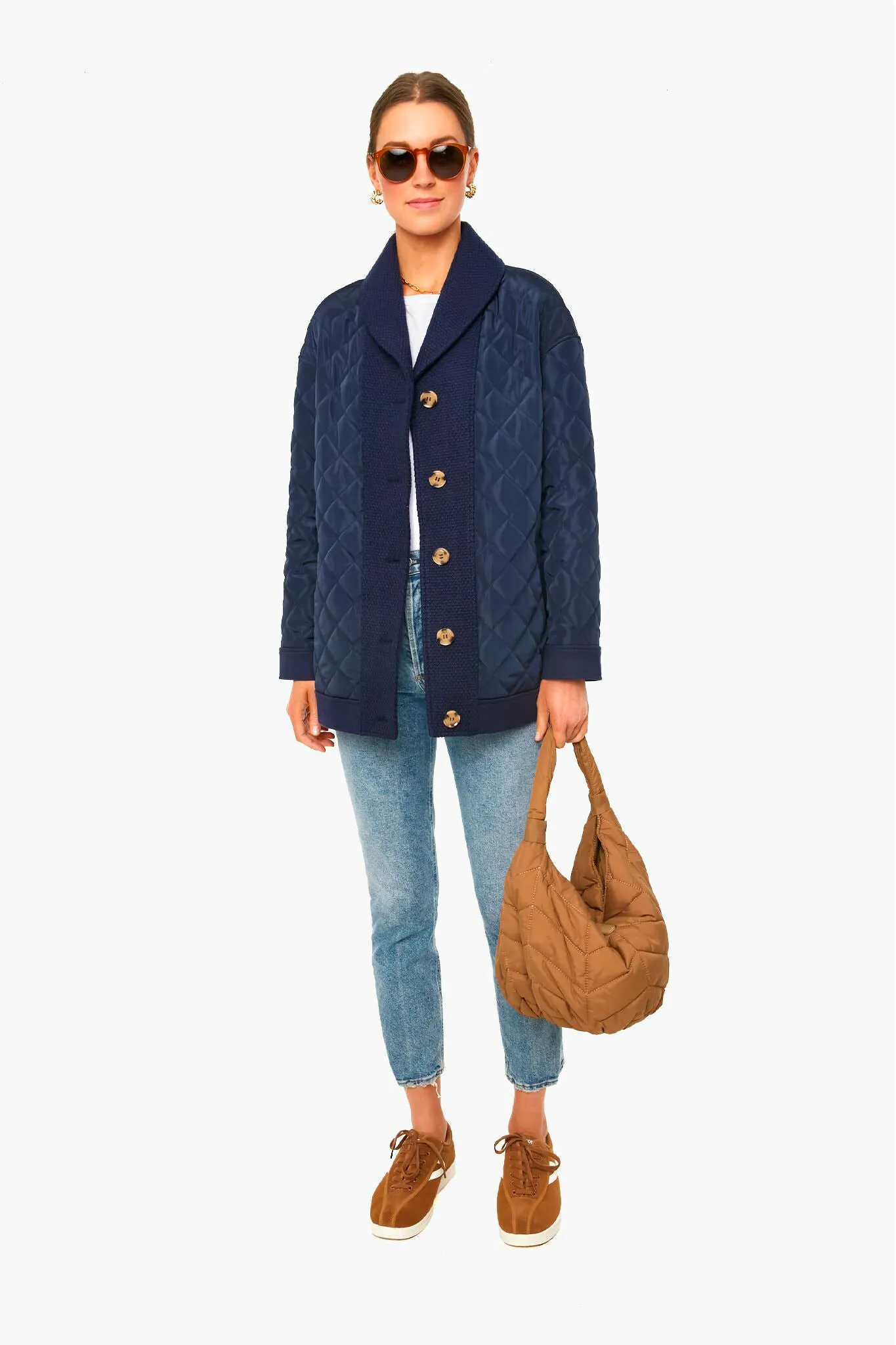 Navy Quilted Everett Coat