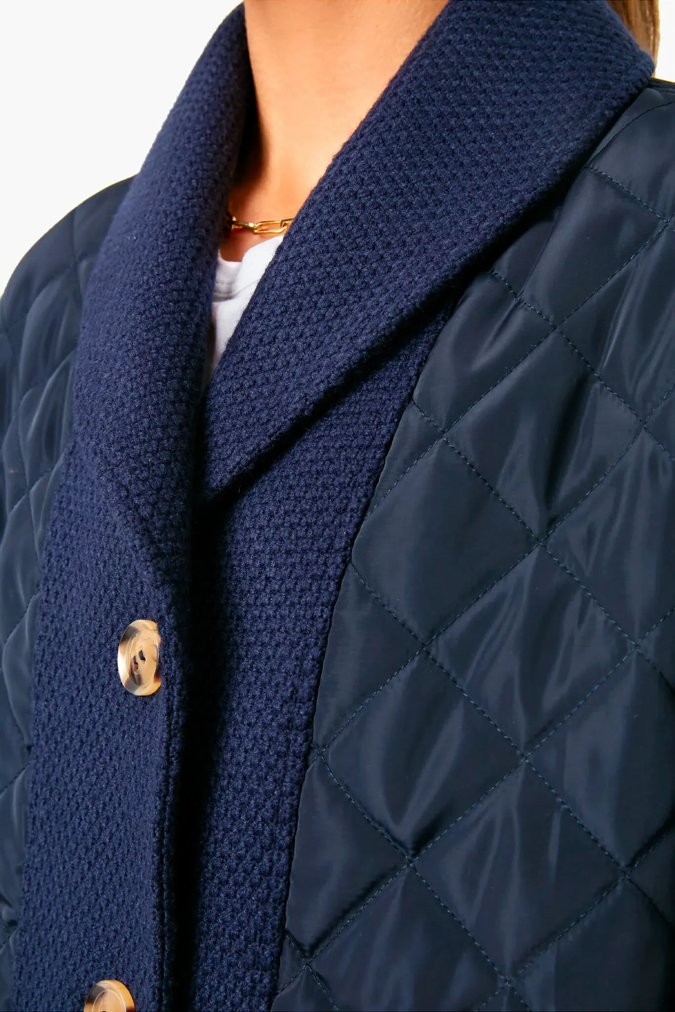 Navy Quilted Everett Coat