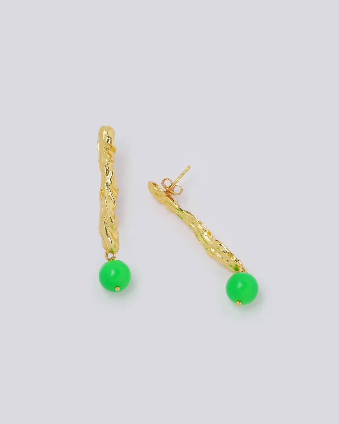 Neon Green Gold Earrings