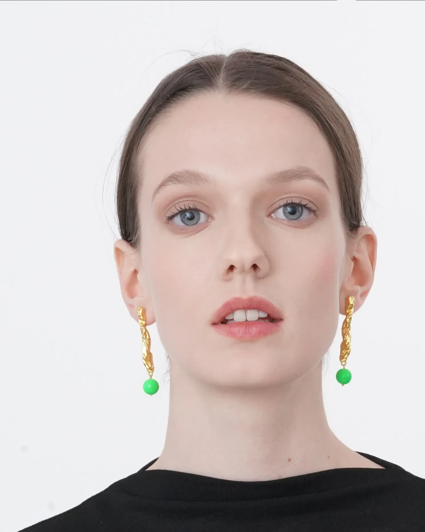 Neon Green Gold Earrings