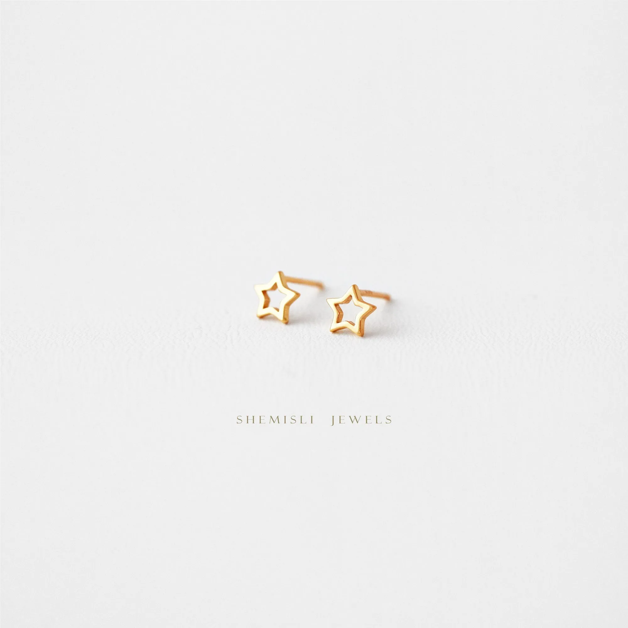 Open Star Studs Earrings, Celestial Earrings, Unisex, Gold, Silver SHEMISLI SS112