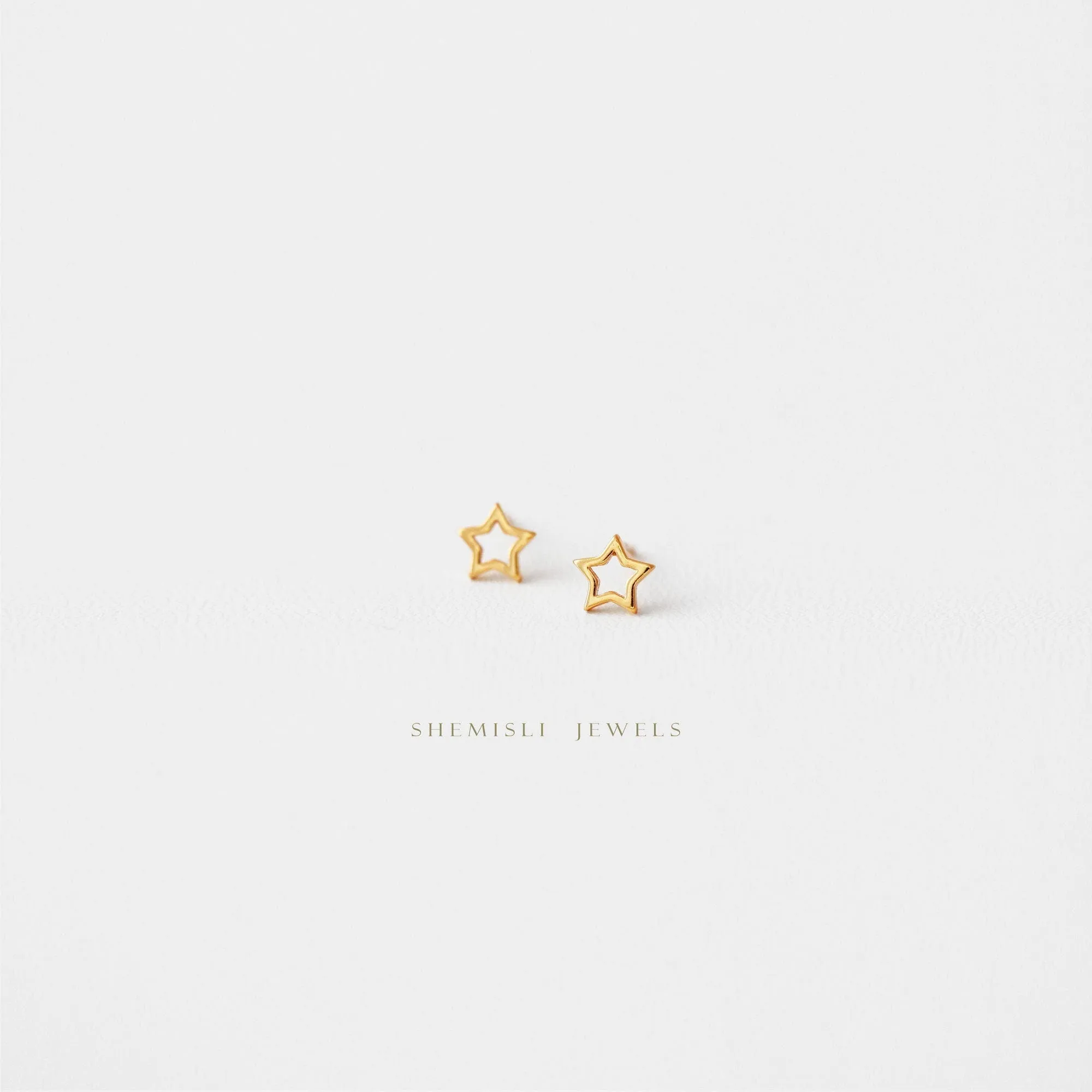 Open Star Studs Earrings, Celestial Earrings, Unisex, Gold, Silver SHEMISLI SS112