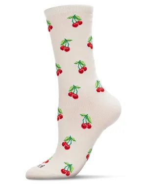 "Cherries" Crew Bamboo Socks by Me Moí - Medium