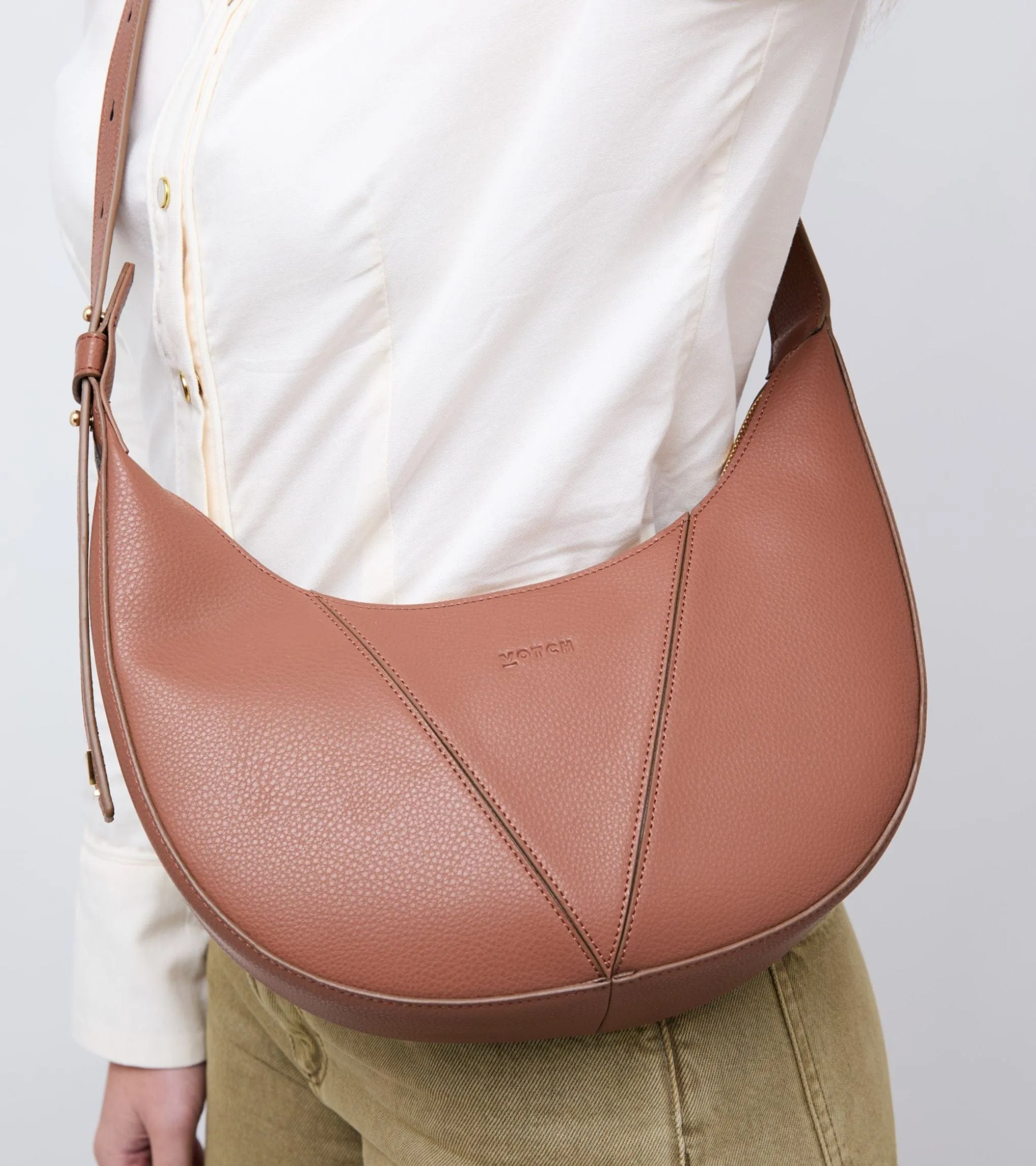 River Vegan Bio-Based Bamboo Leather Hobo Bag | Brown