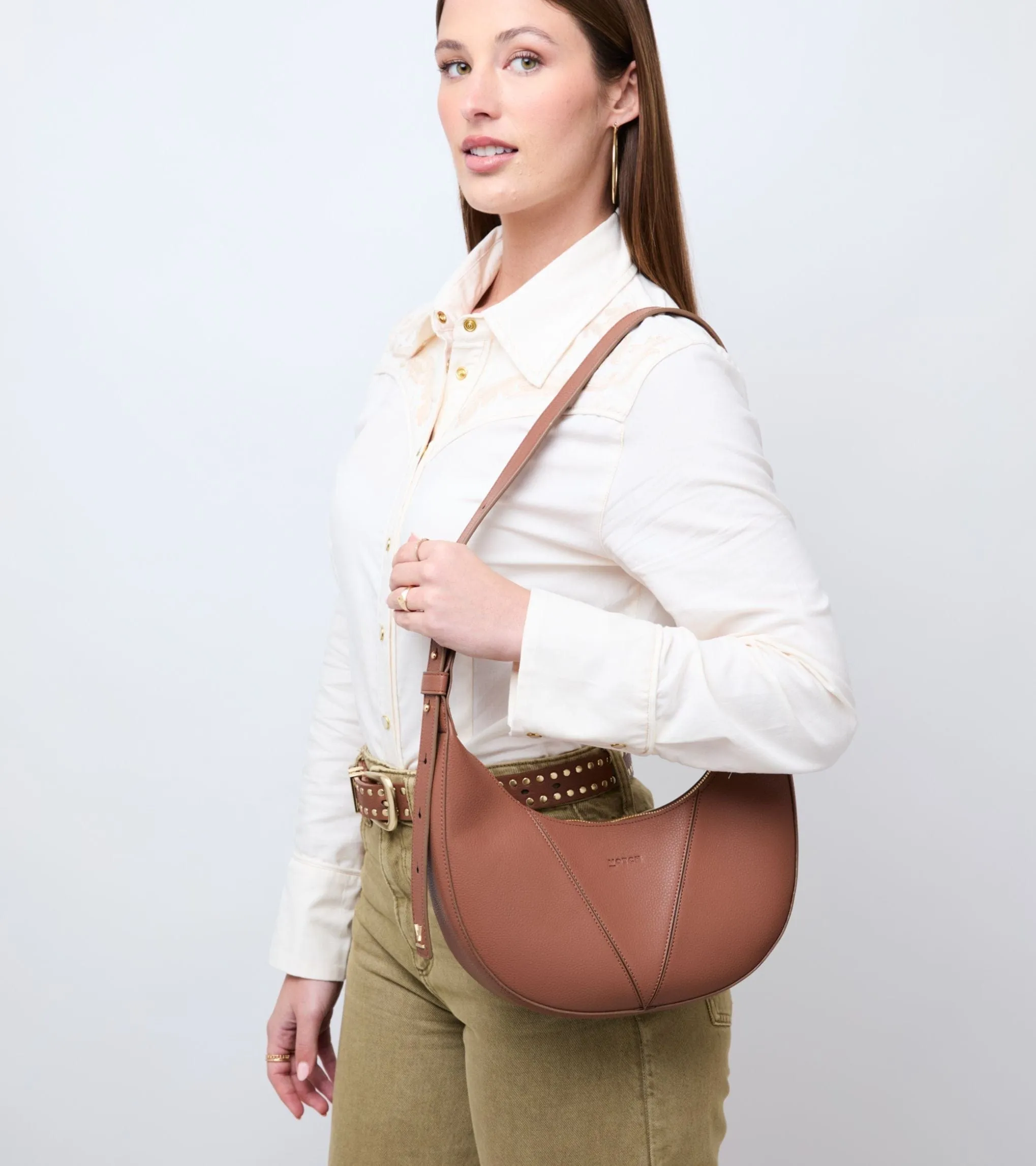 River Vegan Bio-Based Bamboo Leather Hobo Bag | Brown