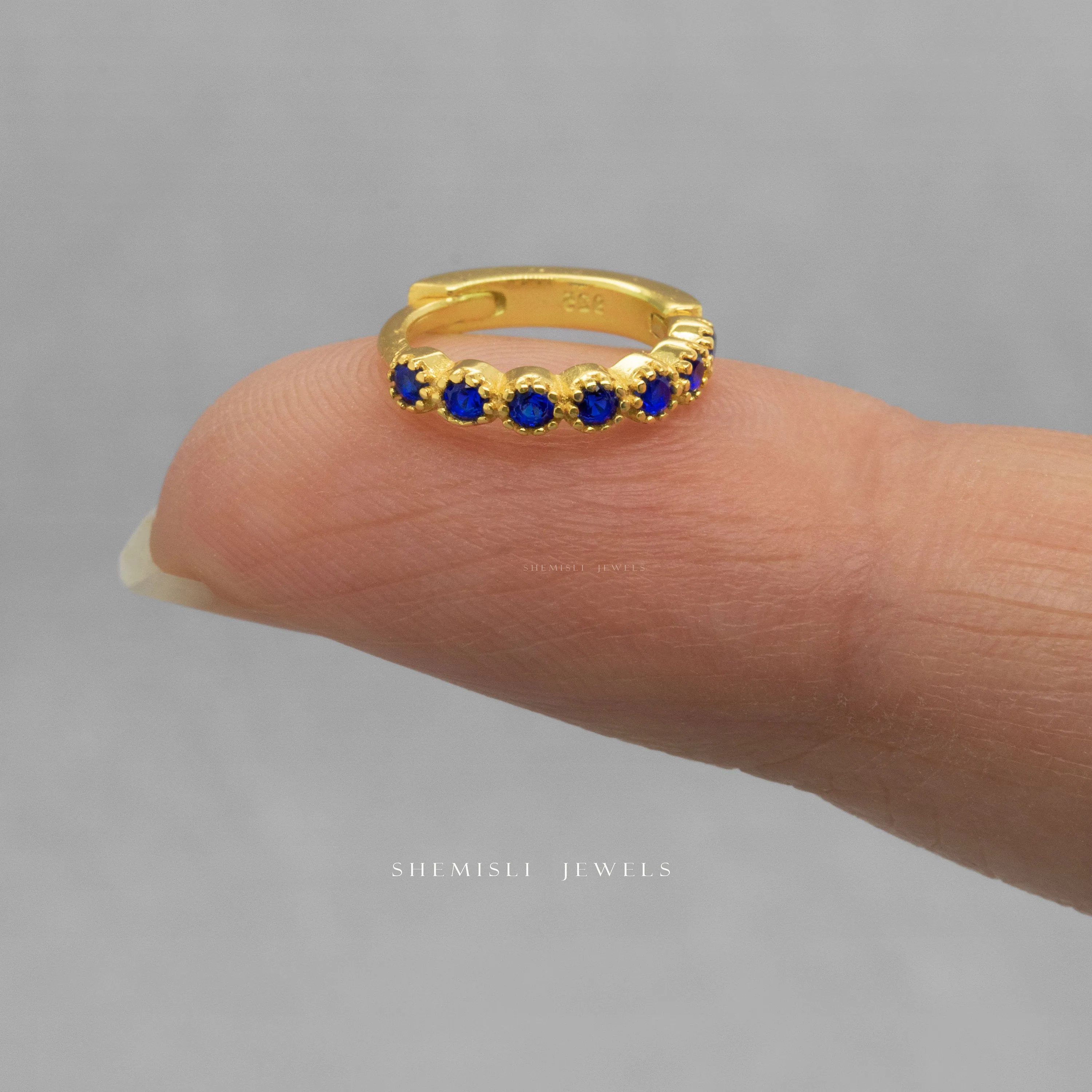 Simple Sapphire cz Hoop Earrings, Huggies, Unisex, Gold, Silver SHEMISLI SH376, SH377, SH378, SH379, SH380