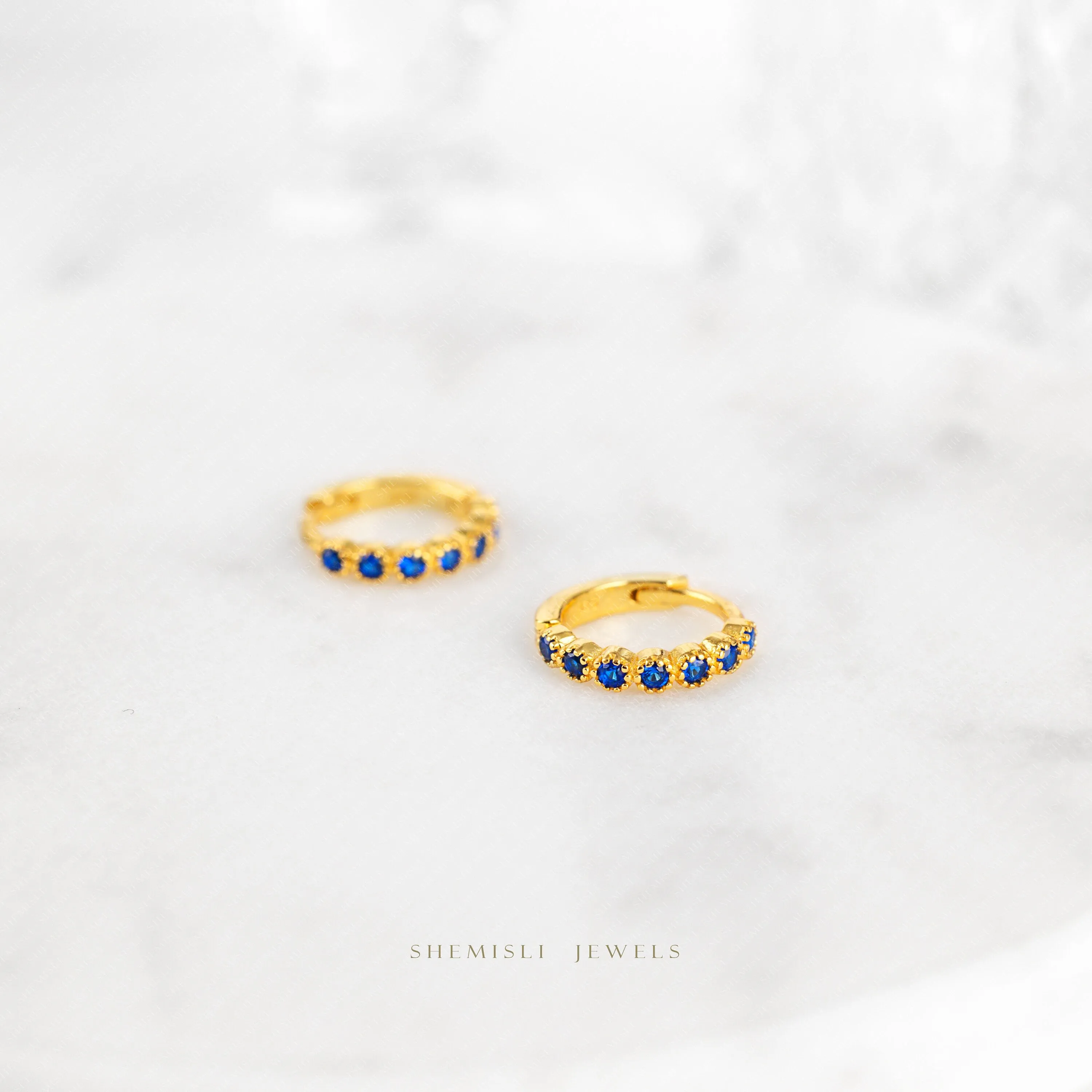 Simple Sapphire cz Hoop Earrings, Huggies, Unisex, Gold, Silver SHEMISLI SH376, SH377, SH378, SH379, SH380