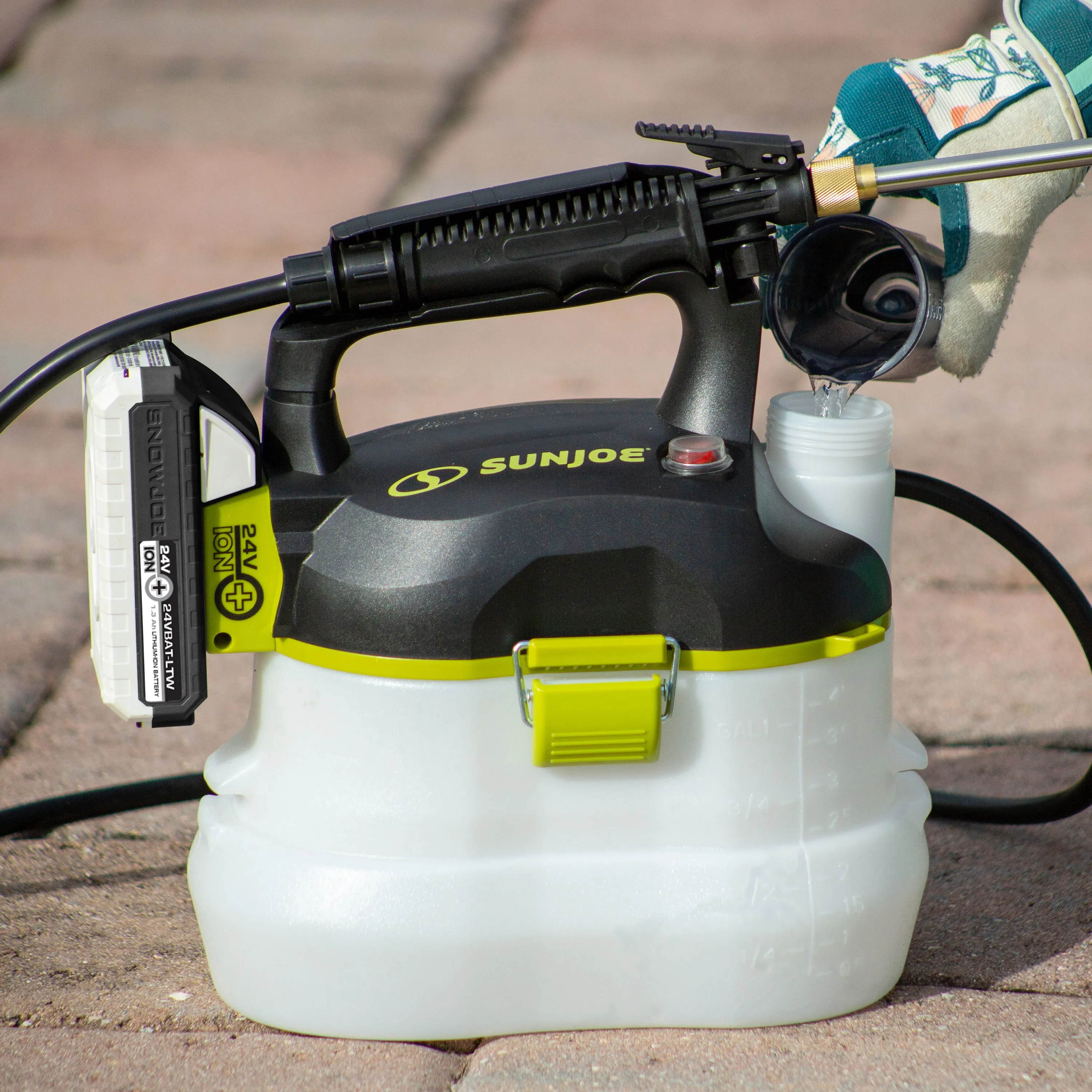 Sun Joe 24V-GS-LTW 24-Volt* IONMAX Multi-Purpose Chemical Sprayer Kit | W/ 1.3-Ah Battery   Charger