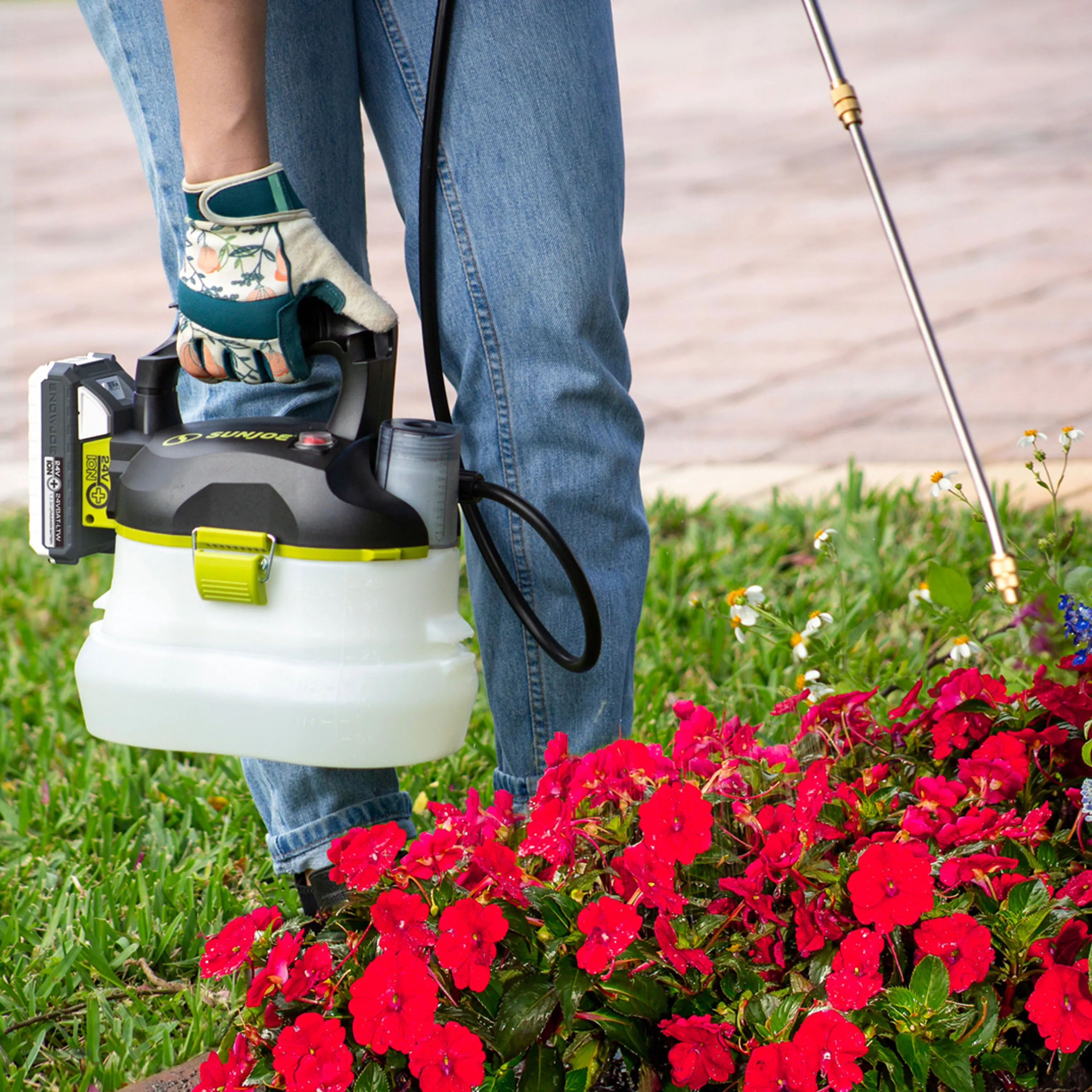 Sun Joe SPRAY-BDL Chemical  Sprayer Starter Kit | Includes 24-Volt Multi-Purpose Chemical Sprayer and 1 Gallon Cleaner Concentrate