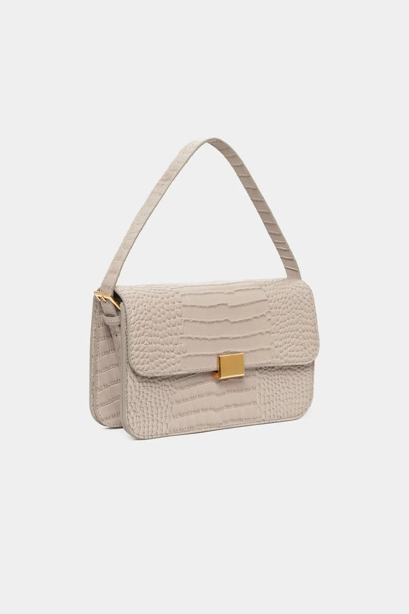 THE CLASSIC SHOULDER BAG - TAUPE MOCK PRINT