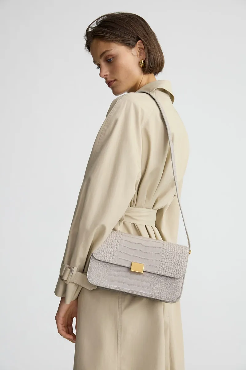 THE CLASSIC SHOULDER BAG - TAUPE MOCK PRINT