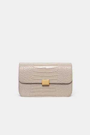 THE CLASSIC SHOULDER BAG - TAUPE MOCK PRINT