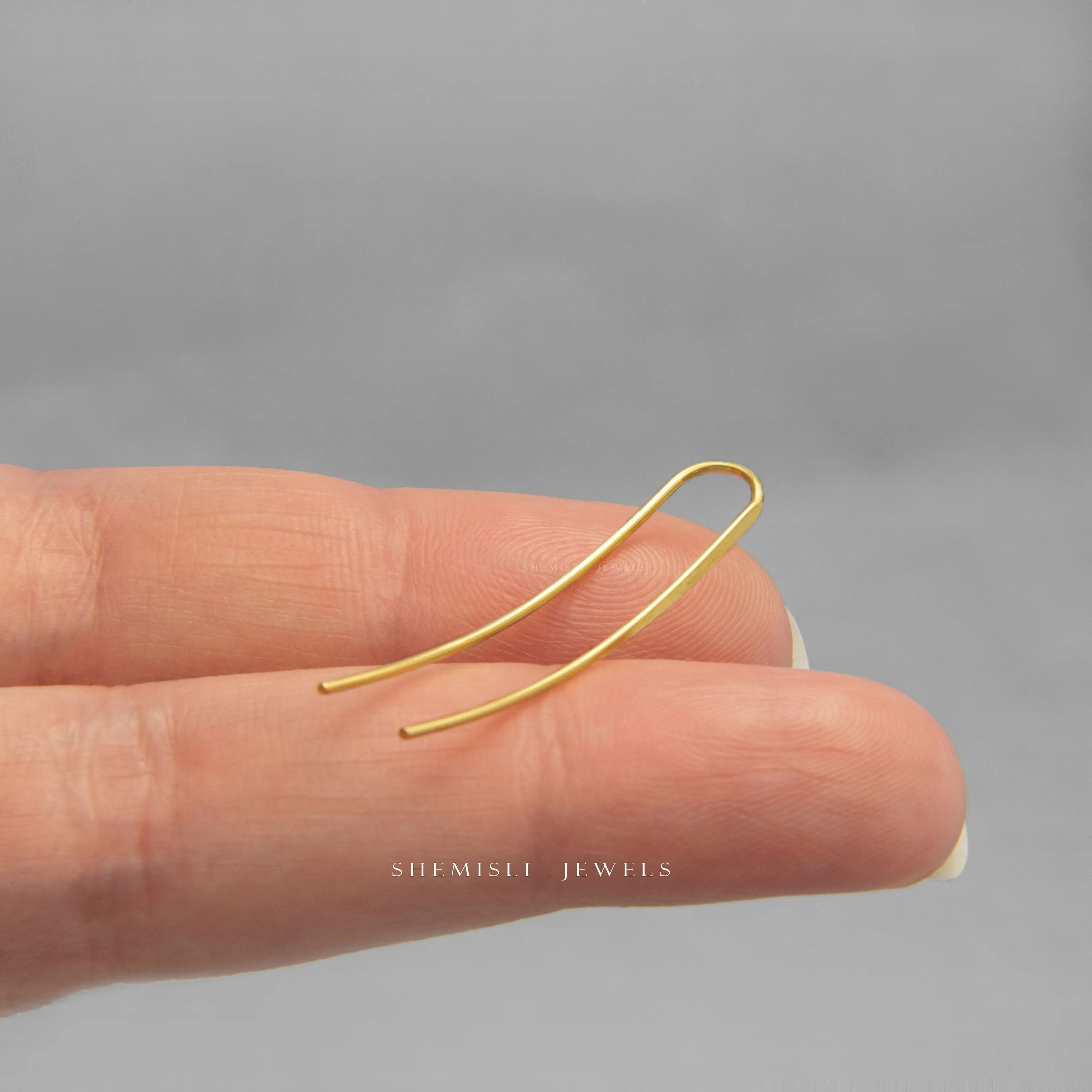 Thin Long Wire Climber Earrings,  Unisex, Gold, Silver SHEMISLI SS334 NOBKG LR