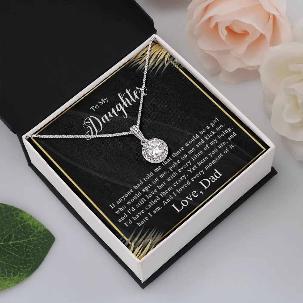 To My Daughter, Love Dad - White Gold Over Stainless Steel Minimalist Necklace