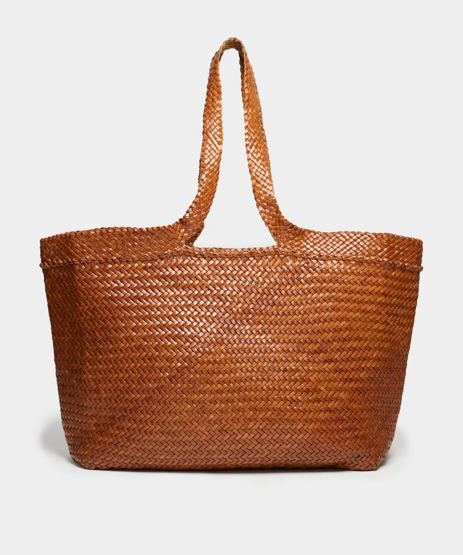 Todd Snyder x Dragon Diffusion Woven Leather Shopper Tote in Warm Cognac