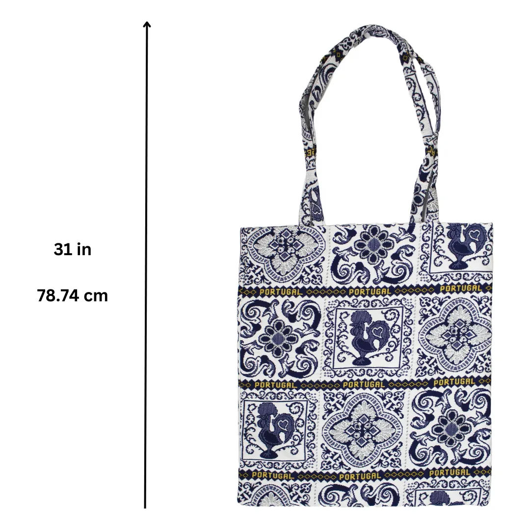 Traditional Portuguese Azulejos Tiles Themed Reusable Tote Bag