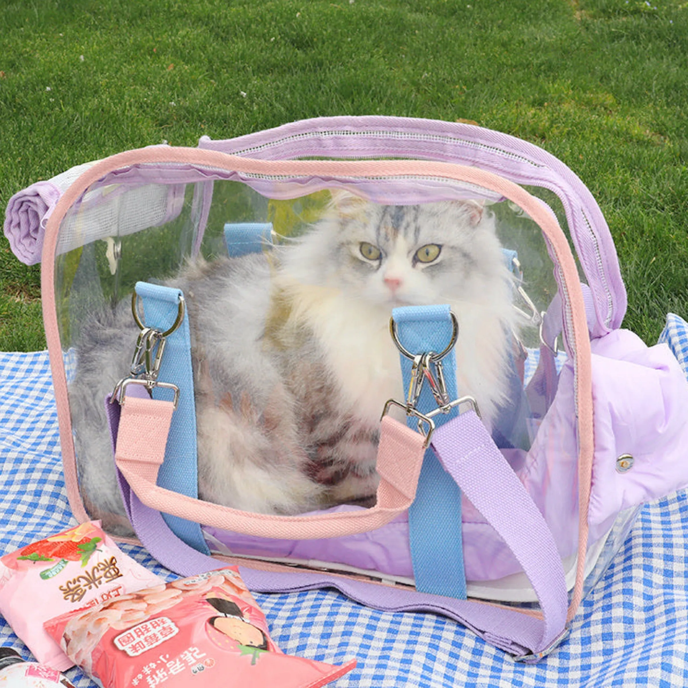 Twinkle Sugar Clear Portable Space Capsule Pet Carrier Bag See Through for Cats and Small Pets Transparent Cage Alternative with Pastel Finishes