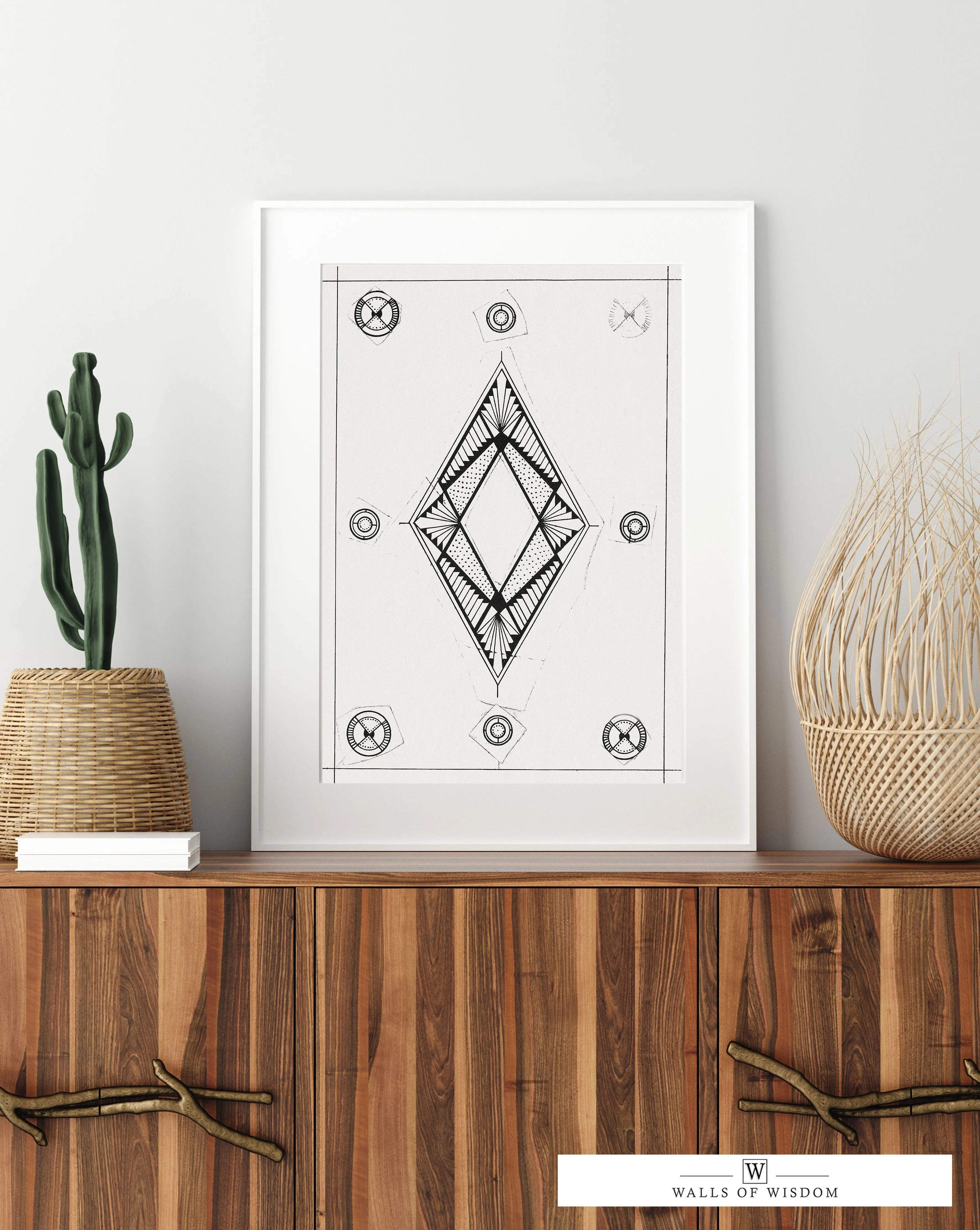 Vintage Boho Western Letter Bag Design Rolled Poster - Unique Poster Print & Boho Flair