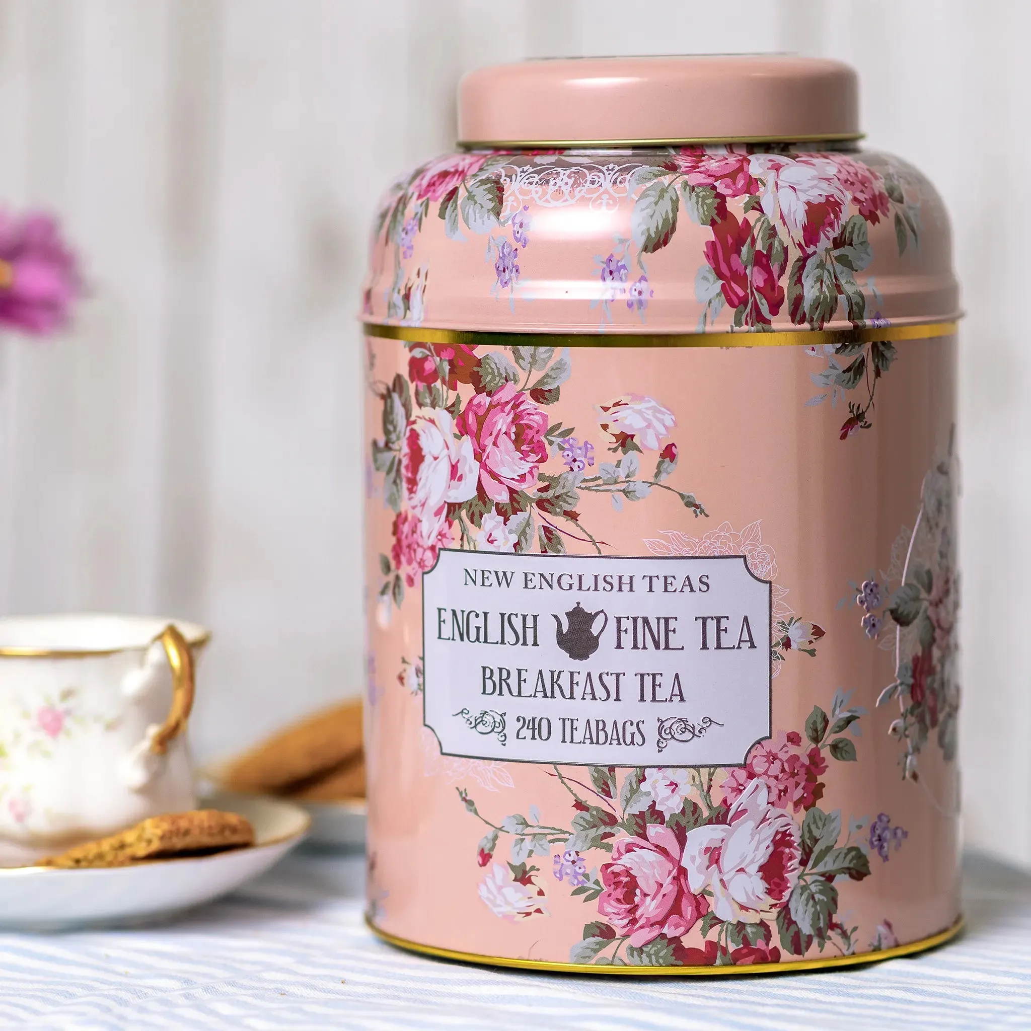 Vintage Floral Deluxe Tea Caddy - Blush