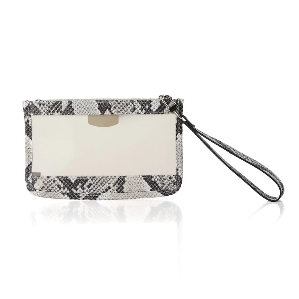 Wet Sand Faux-Python Coquina Wristlet