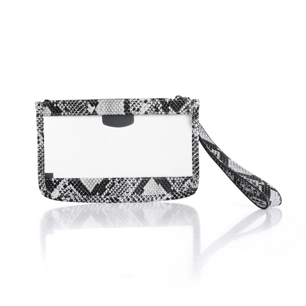 White Sand Faux-Python Coquina Wristlet